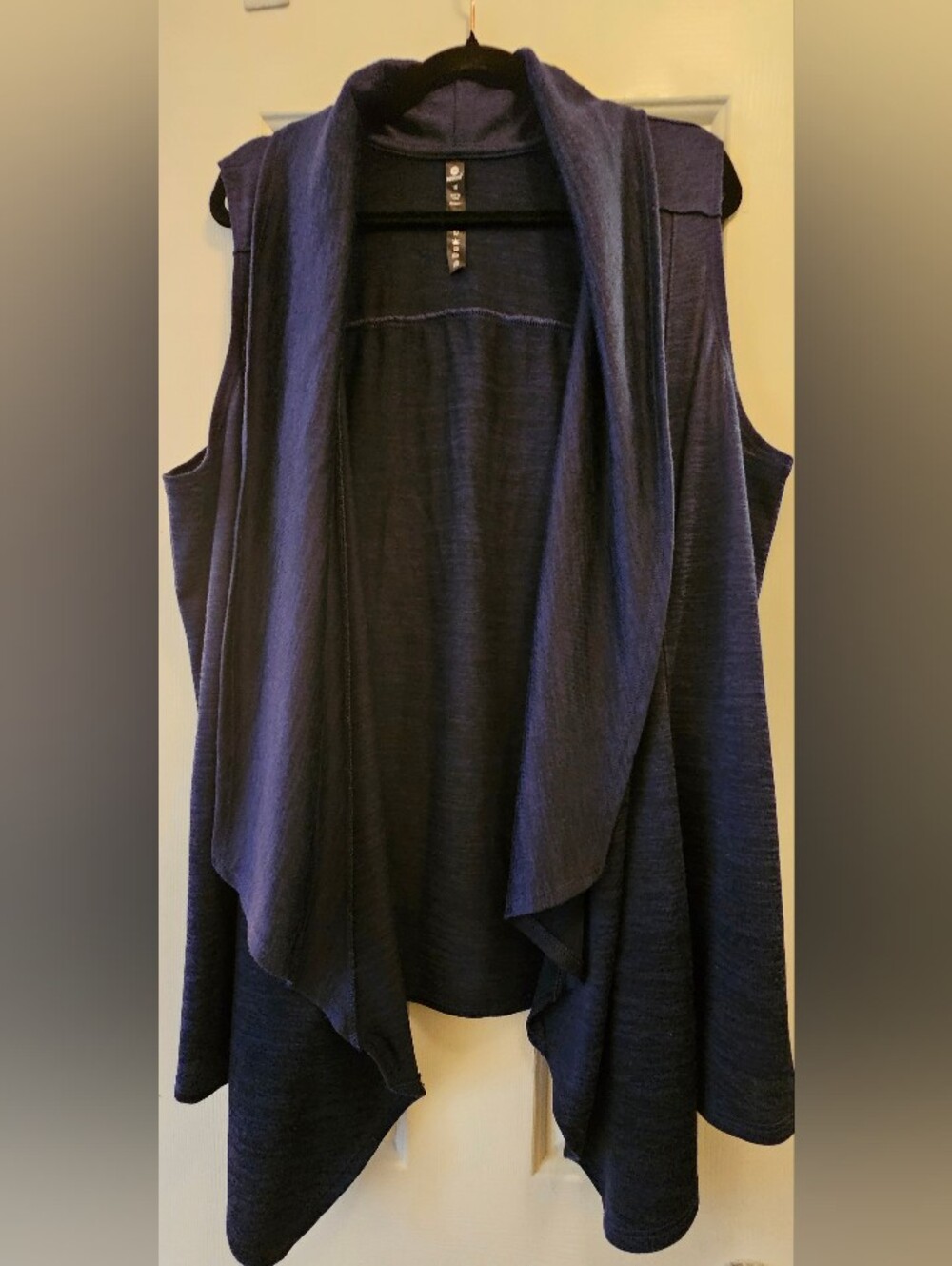 90 Degree By Reflex Navy Sleeveless Open-Front Draped Cardigan